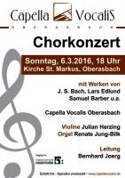 Chorkonzert mit Werken von J. S. Bach, Edlund, Barber