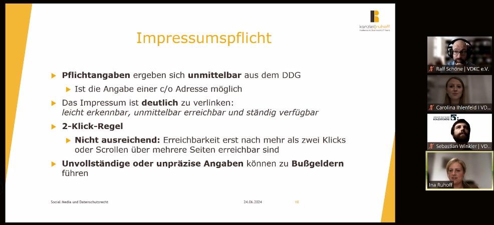 Foto: Webinar zum Thema Datenschutz mit Referentin Ina Ruhoff (Carolina Ihlenfeld)