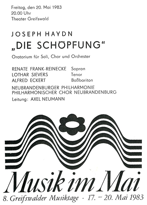 Plakat zur Aufführung der Schöpfung durch den Philharmonischen Chor Neubrandenburg 1983