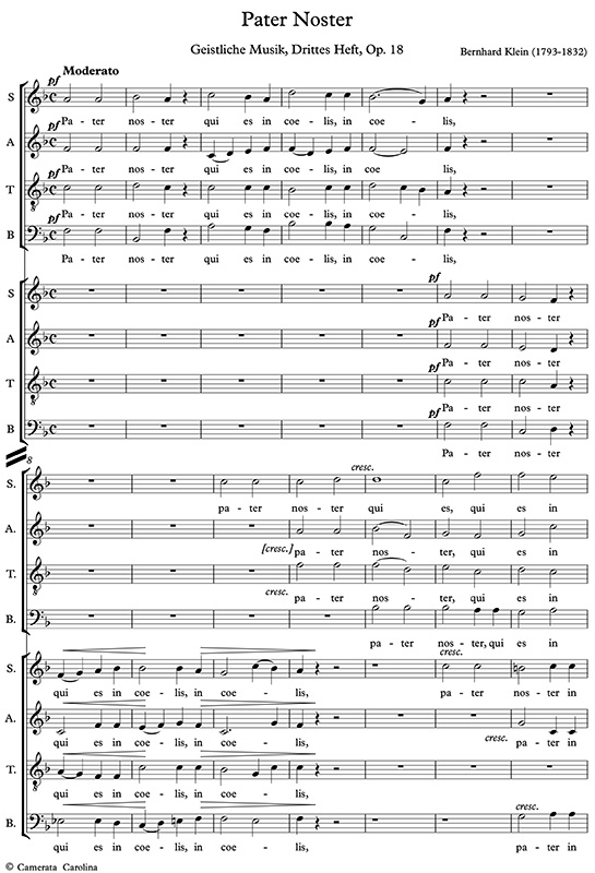 Bernhard Klein: Pater Noster Op. 18, Partitur Seite 1 (Camerata Carolina)  Thumbnail image